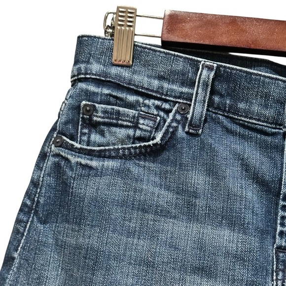 7 For All Mankind Denim Mini Skirt Stretch Sparkle Pockets Women’s Size 27 - Picture 2 of 11